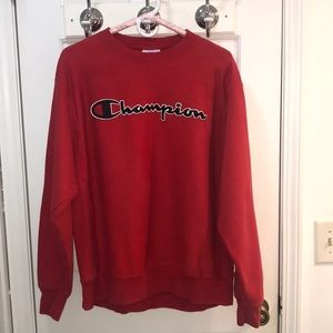 red genuine champion crewneck✨